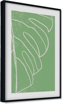 Akoestische panelen - Geluidsisolatie - Akoestische wandpanelen - Akoestisch schilderij AcousticPro® - paneel met getekend monstera blad - Design 60 - Basic - 100x70 - Wit- Wanddec
