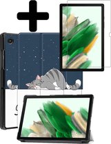 Samsung Galaxy Tab A8 Hoes Book Case Hoesje Met Screenprotector Bescherm Glas - Good Night