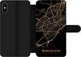 Bookcase Geschikt voor iPhone XS Max telefoonhoesje - Barcelona - Kaart - Goud - Met vakjes - Wallet case met magneetsluiting