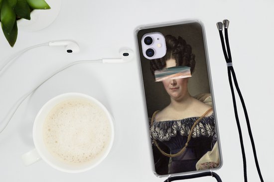 Coque avec cordon iPhone 12 - Peinture - Peinture - Arc-en-ciel - Siliconen - Bandoulière - Coque arrière avec cordon - Coque pour téléphone avec cordon - Coque avec corde