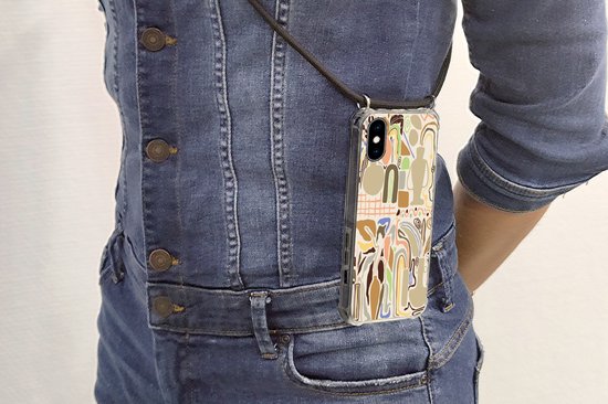 Coque avec cordon iPhone X - Bloem - Abstrait - Vase - Pot de fleurs - Siliconen - Bandoulière - Coque arrière avec cordon - Coque pour téléphone avec cordon - Coque avec corde