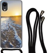 Hoesje met koord Geschikt voor iPhone XR - Het strand bij Domburg - Siliconen - Crossbody - Backcover met Koord - Telefoonhoesje met koord - Hoesje met touw
