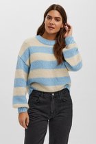 Vero Moda Trui Vmnewwine Ls O-neck Stripe Blouse Ga Boo 10257797 Blue Bell/birch Dames Maat - S