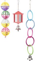 Flamingo vogelspeelgoed hanger ring bal lantaarn met bal, set prijs !