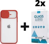 Backcase CamShield Slide Cover Camera Bescherming iPhone X Rood - 2x Gratis Screen Protector - Telefoonhoesje - Smartphonehoesje