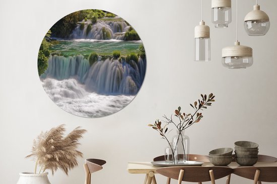 WallCircle - Wall Circle - Wall Circle - Cascades sauvages dans les rivières du Parc National de Krka en Croatie - Aluminium - Dibond - 120x120 cm - Intérieur et Extérieur XXL
