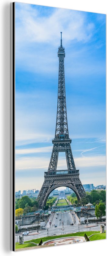 Wanddecoratie Metaal - Aluminium Schilderij Industrieel - De Eiffeltoren met een erg kleurrijke omgeving - 40x80 cm - Dibond - Foto op aluminium - Industriële muurdecoratie - Voor de woonkamer/slaapkamer