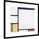 Fotolijst incl. Poster - Compositie met blauw, geel, zwart en rood - Piet Mondriaan - 40x40 cm - Posterlijst