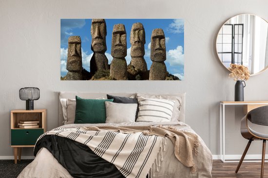 Poster Cinq statues Moai sur l'île de Pâques - 150x75 cm