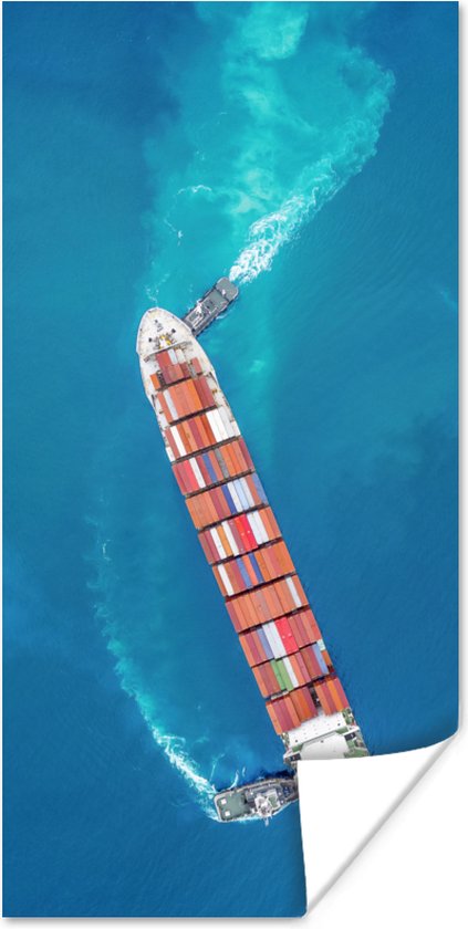 Poster Schip - Container - Water - Zee - 60x120 cm