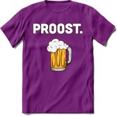 Proost T-Shirt | Bier Kleding | Feest | Drank | Grappig Verjaardag Cadeau | - Paars - L