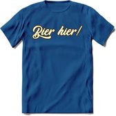 Bier Hier! T-Shirt | Bier Kleding | Feest | Drank | Grappig Verjaardag Cadeau | - Donker Blauw - S