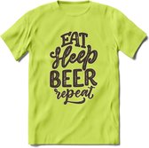 Eat Sleep Beer Repeat T-Shirt | Bier Kleding | Feest | Drank | Grappig Verjaardag Cadeau | - Groen - XXL