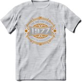 1977 The One And Only T-Shirt | Goud - Zilver | Grappig Verjaardag  En  Feest Cadeau | Dames - Heren | - Licht Grijs - Gemaleerd - XXL