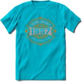 1957 The One And Only T-Shirt | Goud - Zilver | Grappig Verjaardag  En  Feest Cadeau | Dames - Heren | - Blauw - XXL