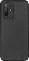 Carbon Softcase Backcover Oppo A94 (5G) hoesje - Zwart