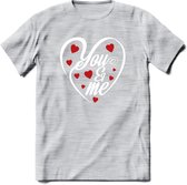 You and My - Valentijn T-Shirt | Grappig Valentijnsdag Cadeautje voor Hem en Haar | Dames - Heren - Unisex | Kleding Cadeau | - Licht Grijs - Gemaleerd - 3XL