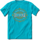 1937 The One And Only T-Shirt | Goud - Zilver | Grappig Verjaardag  En  Feest Cadeau | Dames - Heren | - Blauw - L