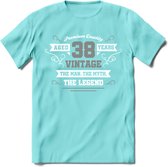 38 Jaar Legend T-Shirt | Zilver - Wit | Grappig Verjaardag en Feest Cadeau | Dames - Heren - Unisex | Kleding Kado | - Licht Blauw - M