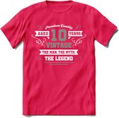 10 Jaar Legend T-Shirt | Zilver - Wit | Grappig Verjaardag en Feest Cadeau | Dames - Heren - Unisex | Kleding Kado | - Roze - M