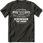 35 Jaar Legend T-Shirt | Zilver - Wit | Grappig Verjaardag en Feest Cadeau | Dames - Heren - Unisex | Kleding Kado | - Donker Grijs - XXL