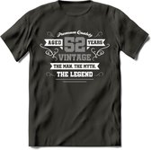 52 Jaar Legend T-Shirt | Zilver - Wit | Grappig Verjaardag en Feest Cadeau | Dames - Heren - Unisex | Kleding Kado | - Donker Grijs - 3XL