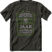 70 Jaar Legendarisch Gerijpt T-Shirt | Groen - Grijs | Grappig Verjaardag en Feest Cadeau Shirt | Dames - Heren - Unisex | Tshirt Kleding Kado | - Donker Grijs - L