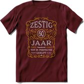 60 Jaar Legendarisch Gerijpt T-Shirt | Geel - Grijs | Grappig Verjaardag en Feest Cadeau Shirt | Dames - Heren - Unisex | Tshirt Kleding Kado | - Burgundy - L