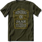 100 Jaar Legendarisch Gerijpt T-Shirt | Geel - Grijs | Grappig Verjaardag en Feest Cadeau Shirt | Dames - Heren - Unisex | Tshirt Kleding Kado | - Leger Groen - XL