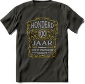 100 Jaar Legendarisch Gerijpt T-Shirt | Geel - Grijs | Grappig Verjaardag en Feest Cadeau Shirt | Dames - Heren - Unisex | Tshirt Kleding Kado | - Donker Grijs - M