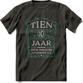 10 Jaar Legendarisch Gerijpt T-Shirt | Aqua - Grijs | Grappig Verjaardag en Feest Cadeau Shirt | Dames - Heren - Unisex | Tshirt Kleding Kado | - Donker Grijs - XXL