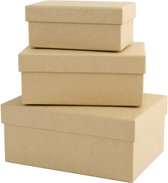 docrafts Papermania Bare Basics kleine, middelgrote en grote rechthoek nestdozen (Pack van 3), bruin - valentijn cadeautje
