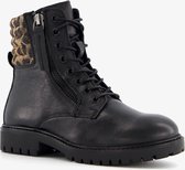 Hush Puppies leren meisjes veterboots - Zwart - Maat 35 - Echt leer