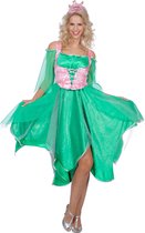Wilbers & Wilbers - Elfen Feeen & Fantasy Kostuum - Fee Lange Luchtige Lente - Vrouw - Groen, Roze - Maat 48 - Carnavalskleding - Verkleedkleding