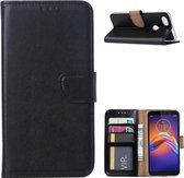 LuxeBass Hoesje geschikt voor Motorola E6 Play - Bookcase Zwart - portemonnee hoesje - telefoonhoes - gsm hoes - telefoonhoesjes