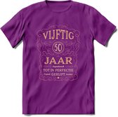 50 Jaar Legendarisch Gerijpt T-Shirt | Oud Roze - Ivoor | Grappig Verjaardag en Feest Cadeau Shirt | Dames - Heren - Unisex | Tshirt Kleding Kado | - Paars - XL