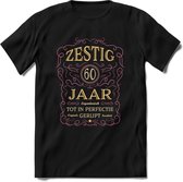 60 Jaar Legendarisch Gerijpt T-Shirt | Oud Roze - Ivoor | Grappig Verjaardag en Feest Cadeau Shirt | Dames - Heren - Unisex | Tshirt Kleding Kado | - Zwart - XL