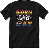 Born This Gay | Pride T-Shirt | Grappig LHBTIQ+ / LGBTQ / Gay / Homo / Lesbi Cadeau Shirt | Dames - Heren - Unisex | Tshirt Kleding Kado | - Zwart - M