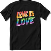 Love Is Love | Pride T-Shirt | Grappig LHBTIQ+ / LGBTQ / Gay / Homo / Lesbi Cadeau Shirt | Dames - Heren - Unisex | Tshirt Kleding Kado | - Zwart - XXL