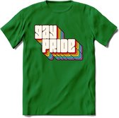 Gay Pride T-Shirt | Grappig LHBTIQ+ / LGBTQ / Gay / Homo / Lesbi Cadeau Shirt | Dames - Heren - Unisex | Tshirt Kleding Kado | - Donker Groen - 3XL