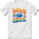 Love Is Love | Pride T-Shirt | Grappig LHBTIQ+ / LGBTQ / Gay / Homo / Lesbi Cadeau Shirt | Dames - Heren - Unisex | Tshirt Kleding Kado | - Wit - XXL