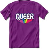 Queer | Pride T-Shirt | Grappig LHBTIQ+ / LGBTQ / Gay / Homo / Lesbi Cadeau Shirt | Dames - Heren - Unisex | Tshirt Kleding Kado | - Paars - XXL