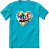 Love Is Love | Pride T-Shirt | Grappig LHBTIQ+ / LGBTQ / Gay / Homo / Lesbi Cadeau Shirt | Dames - Heren - Unisex | Tshirt Kleding Kado | - Blauw - XL