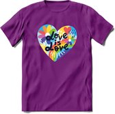 Love Is Love | Pride T-Shirt | Grappig LHBTIQ+ / LGBTQ / Gay / Homo / Lesbi Cadeau Shirt | Dames - Heren - Unisex | Tshirt Kleding Kado | - Paars - XXL