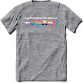 All The Same | Pride T-Shirt | Grappig LHBTIQ+ / LGBTQ / Gay / Homo / Lesbi Cadeau Shirt | Dames - Heren - Unisex | Tshirt Kleding Kado | - Donker Grijs - Gemaleerd - L