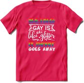 Gay Glitter | Pride T-Shirt | Grappig LHBTIQ+ / LGBTQ / Gay / Homo / Lesbi Cadeau Shirt | Dames - Heren - Unisex | Tshirt Kleding Kado | - Roze - S