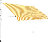 Decoways - Luifel handmatig uittrekbaar 250 cm oranje en witte strepen