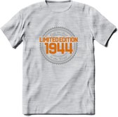 1944 Limited Edition Ring T-Shirt | Zilver - Goud | Grappig Verjaardag en Feest Cadeau Shirt | Dames - Heren - Unisex | Tshirt Kleding Kado | - Licht Grijs - Gemaleerd - XL