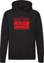 Ik kijk formule 1 | Unisex | Trui | Sweater | Hoodie | Capuchon | Rood | Zwart | Niet Storen | Waarschuwingsbord | TV voor sport