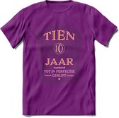 10 Jaar Legendarisch Gerijpt T-Shirt | Mos - Ivoor | Grappig Verjaardag en Feest Cadeau Shirt | Dames - Heren - Unisex | Tshirt Kleding Kado | - Paars - S